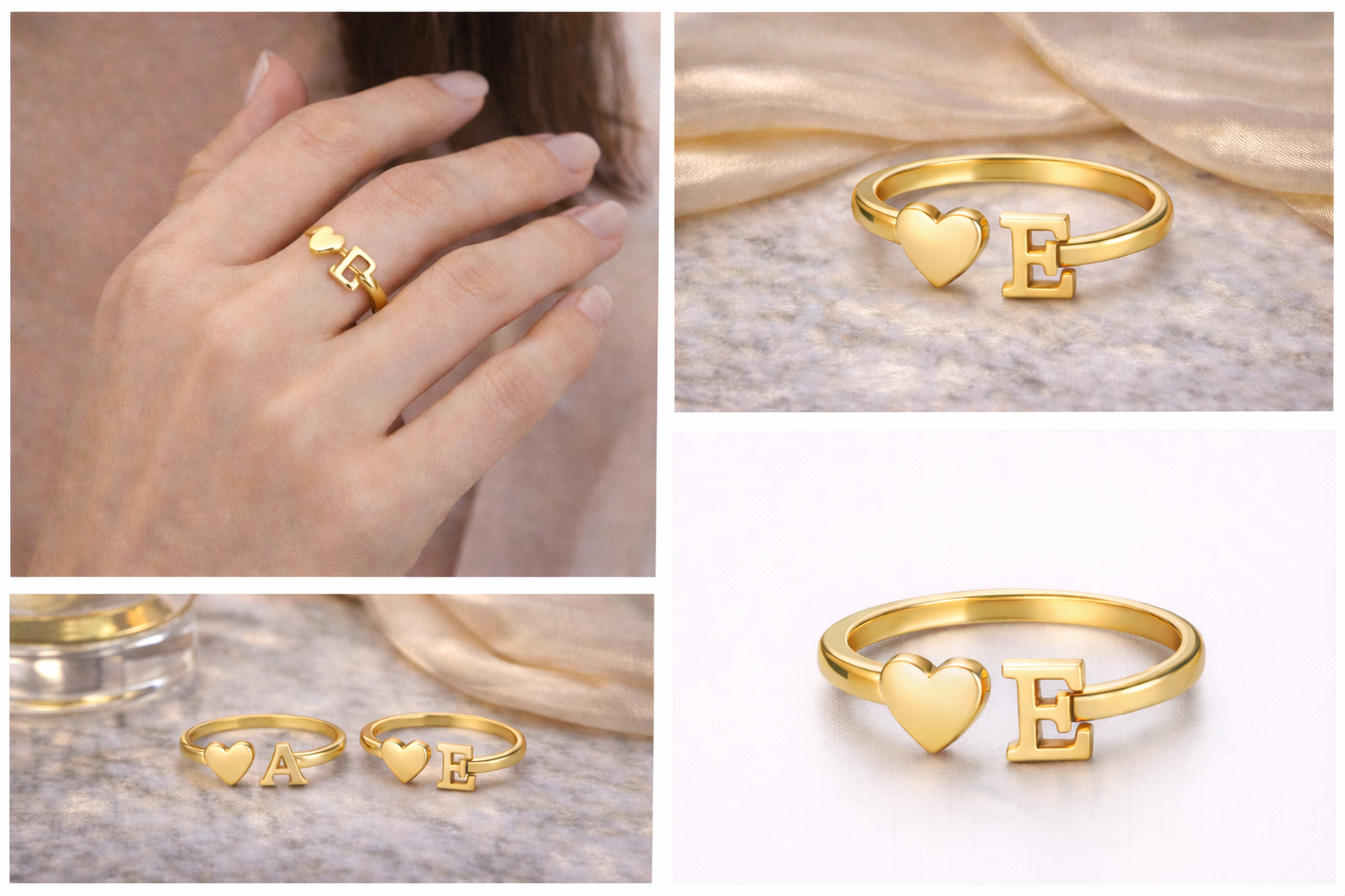 The Amora Initial Rings for Women Sterling Silver Plated