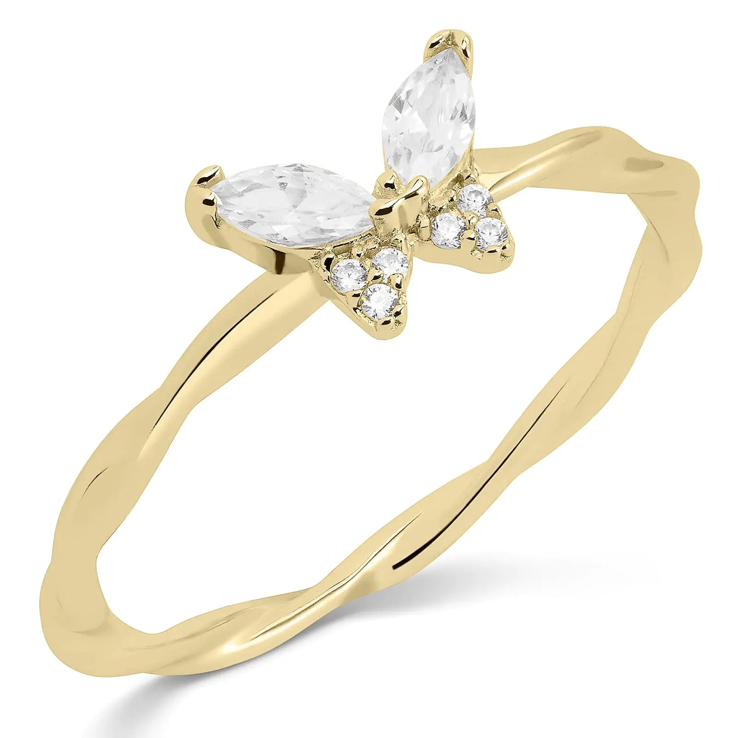 Milla Butterfly Rings for Women or 14k Gold Plated Stackable Rings