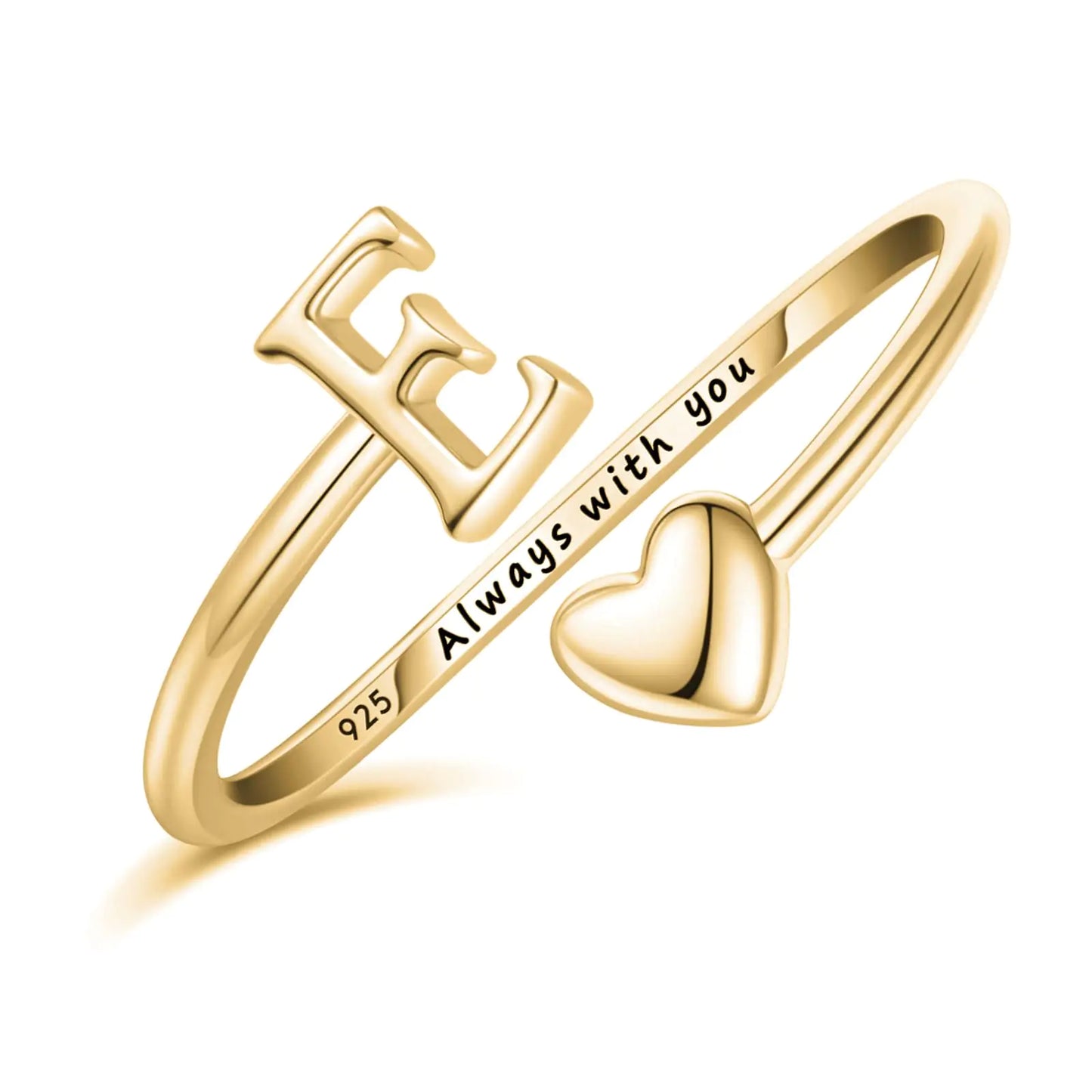 The Amora  Initial Rings for Women Sterling Silver Plated