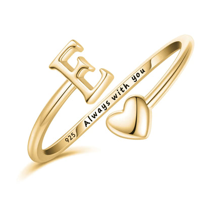 The Amora  Initial Rings for Women Sterling Silver Plated